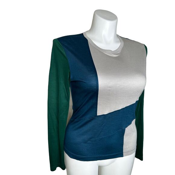 St. John Color-block Long Sleeve T-shirt Top - Large - Picture 3 of 6